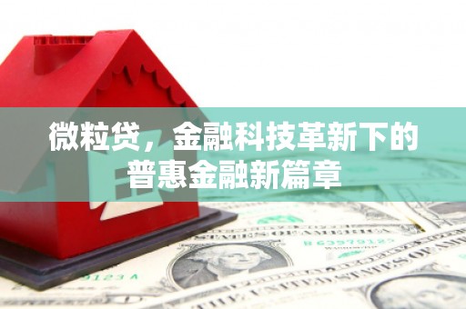 梁平微粒贷，金融科技革新下的普惠金融新篇章